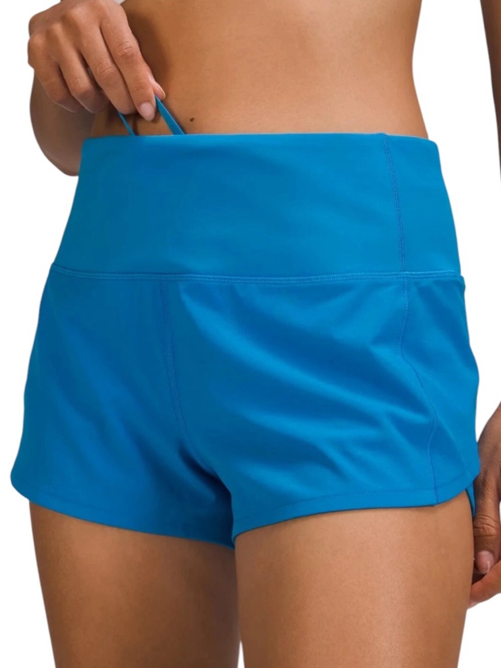 LULULEMON SPEED UP MID-RISE LINED LIGHT BLUE RUNNING SHORTS 12